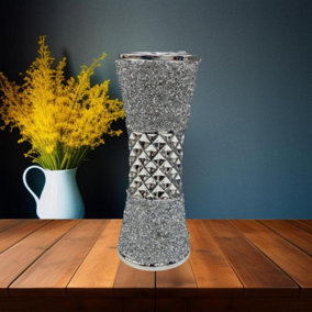 Crushed Diamond Stunning Silver Crystal Silver Ceramic Vase Sparkly 36Cm