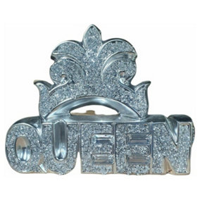 Crushed Jewel Diamond Crystal Queen Crown Shelf Sitter