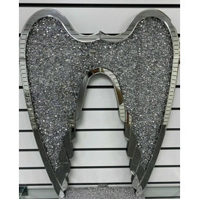 Crushed Jewel Diamond Crystal Wall Hanging Angel Wings