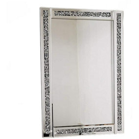 Crushed Jewel Wall Mirror Loose Diamante Home Decor Mirror Gift Small 60X40Cm