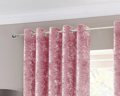 Crushed Velvet Blush 90x108" Ready Made Eyelet Curtain Pair