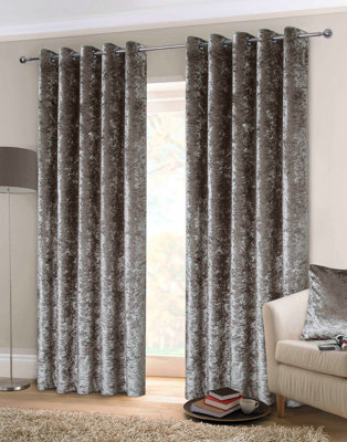 Crushed Velvet Eyelet Window Polyster Curtains