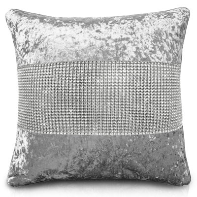 Crushed Velvet Luxury Cushion, Diamante Detail, Zip Closure, Elegant ...