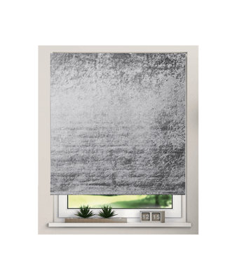 Crushed Velvet Roller Blinds 165cm Drop x Width  110cm Grey