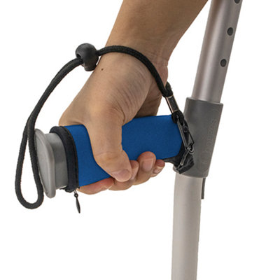 Crutch Grip Handle Covers for Comfort - Soft Padded Neoprene with Wrist Strap