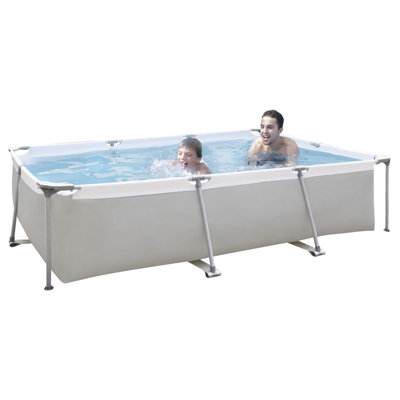 Crystal 10FT Rectangular Steel Frame Above Ground Pool, Sturdy & Durable for Outdoor Fun, Spacious Garden Pool, Easy Setup for Sum