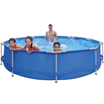 Crystal 12FT Round Above Ground Steel Frame Swimming Pool, Durable Outdoor Garden Pool, Sturdy Steel Frame Pool for Families, Larg