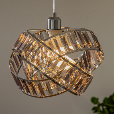 Crystal 3 Tier Interlocking Lamp Shade 31cm - Grey