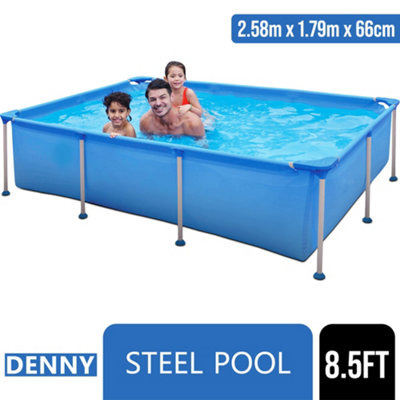 Crystal 8.5FT Rectangular Steel Frame Swimming Pool, Sturdy Frame Pool ...