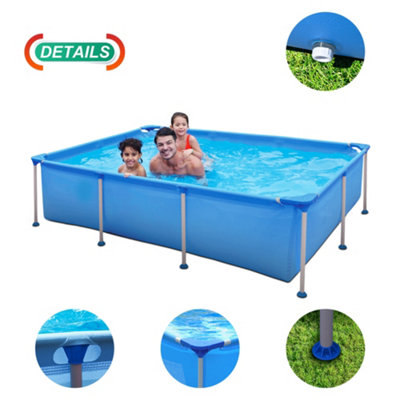 Crystal 8.5FT Rectangular Steel Frame Swimming Pool, Sturdy Frame Pool ...
