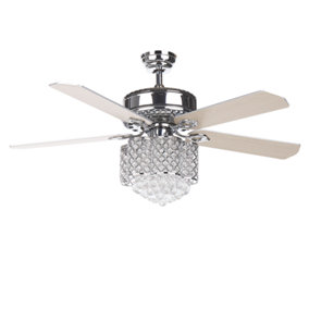 Crystal Ceiling Fan with Light Silver HUAI