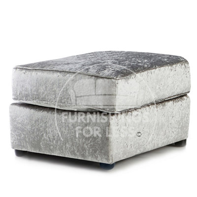 Crystal / Chelsea Soft Crushed Velvet Fabric Silver Footstool Sofa Accessory