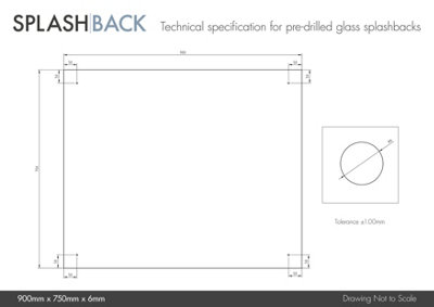 Crystal Clear Glass Kitchen Splashback (Chrome Cap) 900mm x 750mm