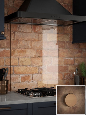 Crystal Clear Glass Kitchen Splashback (Copper Cap) 600mm x 750mm