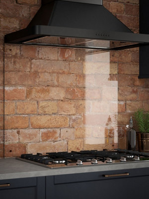 Crystal Clear Glass Kitchen Splashback (Copper Cap) 900mm x 750mm