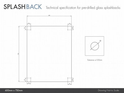 Crystal Clear Glass Kitchen Splashback (Matt Black Cap) 600mm x 750mm
