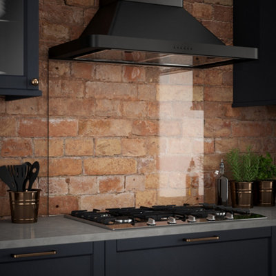 Crystal Clear Glass Splashback With Copper Cap 900 x 700 x 6mm