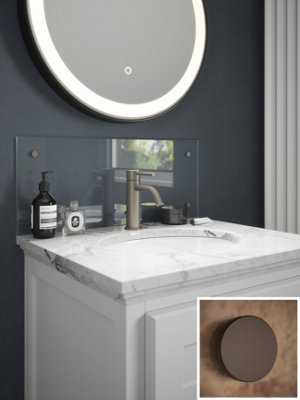 Crystal Clear Toughened Glass Bathroom Splashback (Bronze Cap) 250mm x 600mm x 4mm