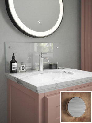 Crystal Clear Toughened Glass Bathroom Splashback (Brushed Chrome Cap) 250mm x 500mm x 4mm