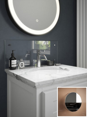 Crystal Clear Toughened Glass Bathroom Splashback (Chrome Cap) 250mm x 500mm x 4mm