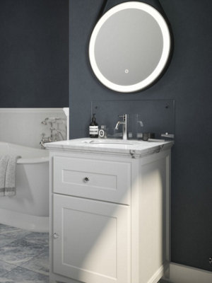 Crystal Clear Toughened Glass Bathroom Splashback (Chrome Cap) 250mm x 500mm x 4mm