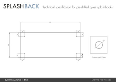 Crystal Clear Toughened Glass Bathroom Splashback (Chrome Cap) 250mm x 500mm x 4mm