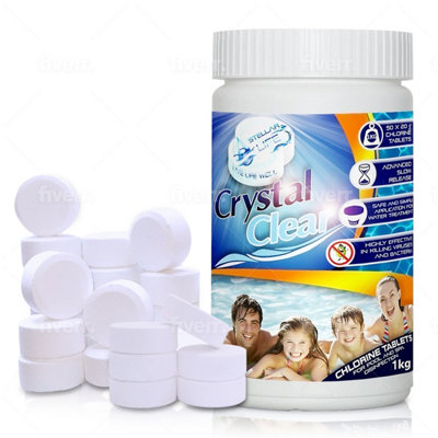 Crystal Clear Ultimate Chlorine Tablets 50 x 20g for Hot Tubs, Spa, Swimming Pools. 1kg