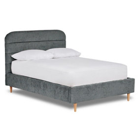Crystal Contemporary Fabric Bed Base Only 4FT Small Double- Pavia Charcoal
