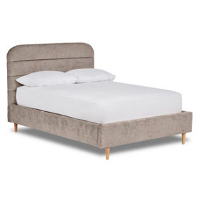 Crystal Contemporary Fabric Bed Base Only 4FT Small Double- Pavia Dove