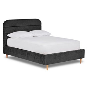 Crystal Contemporary Fabric Bed Base Only 4FT Small Double- Pavia Ebony