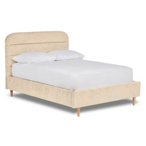 Crystal Contemporary Fabric Bed Base Only 4FT Small Double- Pavia Ivory