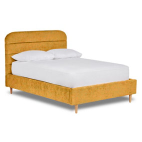 Crystal Contemporary Fabric Bed Base Only 4FT Small Double- Pavia Mustard