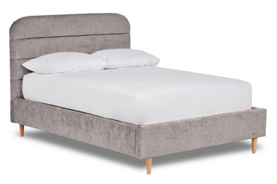 Crystal Contemporary Fabric Bed Base Only 4FT Small Double- Pavia Silver