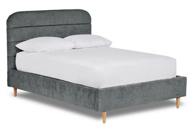 Crystal Contemporary Fabric Bed Base Only 4FT6 Double- Pavia Charcoal