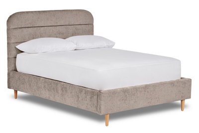 Crystal Contemporary Fabric Bed Base Only 4FT6 Double- Pavia Dove