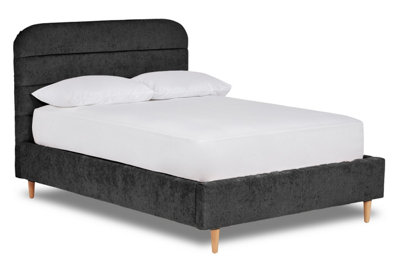 Crystal Contemporary Fabric Bed Base Only 4FT6 Double- Pavia Ebony