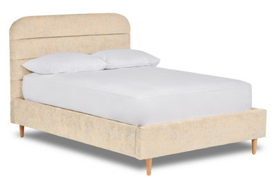 Crystal Contemporary Fabric Bed Base Only 4FT6 Double- Pavia Ivory