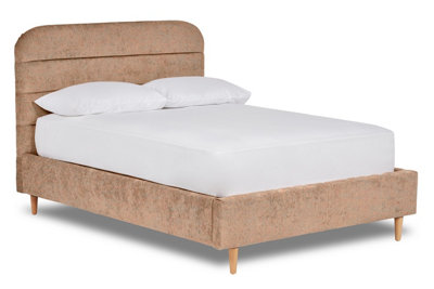 Crystal Contemporary Fabric Bed Base Only 5FT King- Pavia Mink