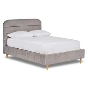 Crystal Contemporary Fabric Bed Base Only 5FT King- Pavia Silver