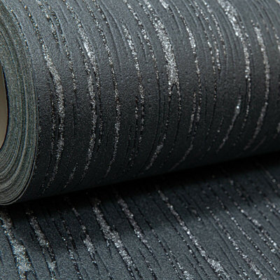 Crystal Glitter Encrusted Plain Mix Textured Vinyl Grey Silver Black Wallpaper Black Silver Glitter WD0061