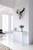 Crystal Large Stylish Curved Glass Hallway Console Table