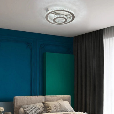 Crystal LED Silver Ceiling Light Dimmable with Remote Control 40cm