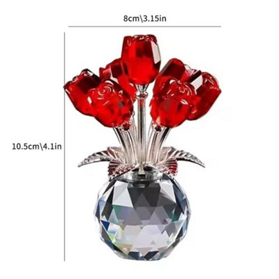 Crystal Rose Flower Figurine Vase Ornament