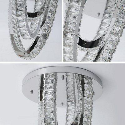 Crystal Silver Ceiling Light LED Ceiling Lamps Chandelier 3 Color ...