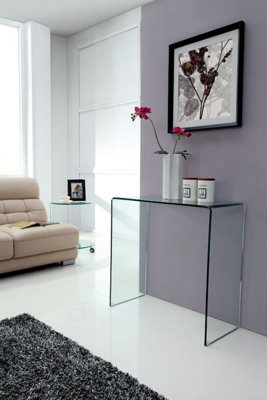 Crystal Small Stylish Curved Glass Hallway Console Table