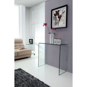 Crystal Small Stylish Curved Glass Hallway Console Table