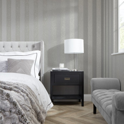 Crystal Stripe Glass Beads Wallpaper In Silver DIY at B&Q