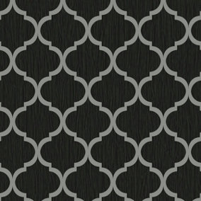 Crystal Trellis Wallpaper Black / Silver Debona 8895