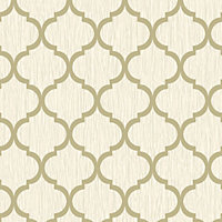 Crystal Trellis Wallpaper Ivory / Gold Debona 8898