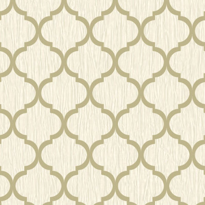 Crystal Trellis Wallpaper Ivory / Gold Debona 8898